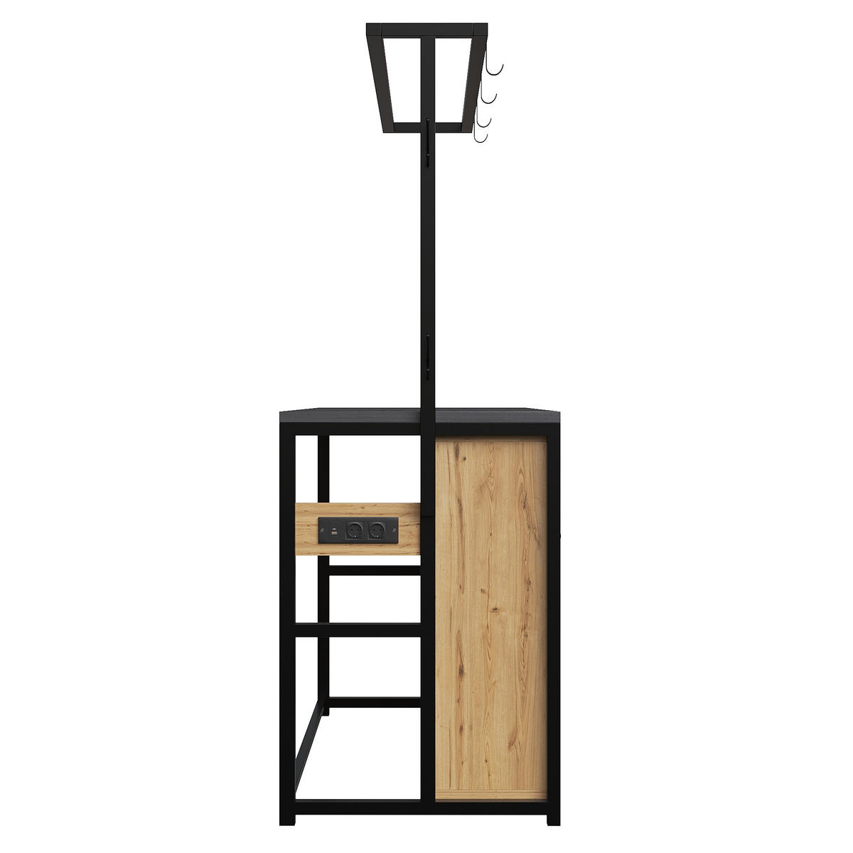 KÜCHENINSEL Schrank Arbeitsplatte Stromanschluss Schwarz - Naturfarben, Metall (107/183/62cm) - FLIEKS