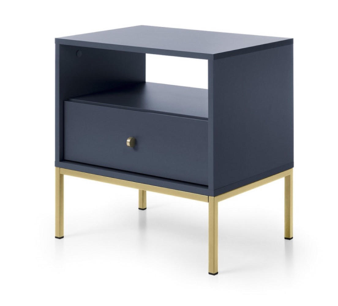NACHTTISCH Blau MONAKO Gold Gestell - Blau, Holzwerkstoff (53.6/56.2/39cm) - Sepro Meble