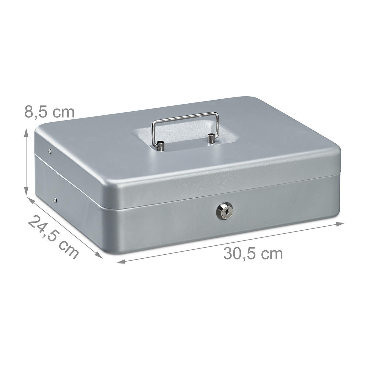 GELDKASSETTE - Silberfarben, Kunststoff/Metall (30.5/8.5/24.5cm) - Relaxdays