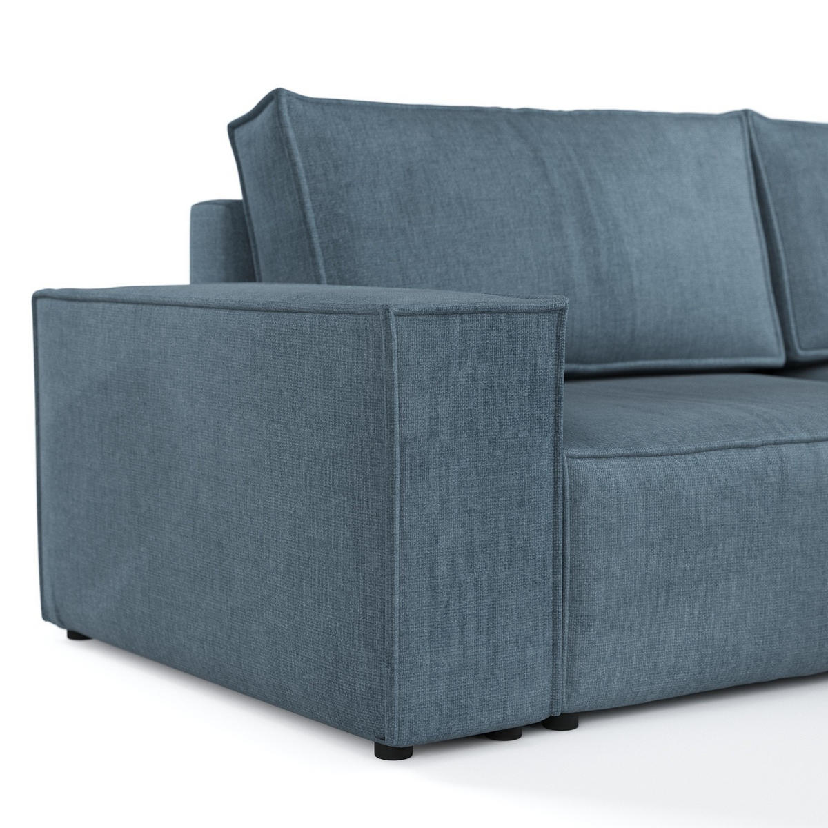 ECKSOFA CAVO mit Schlaffunktion Blau im Wind Stoff - Blau/Schwarz, Holz/Holzwerkstoff (255/148cm) - AltaBeds