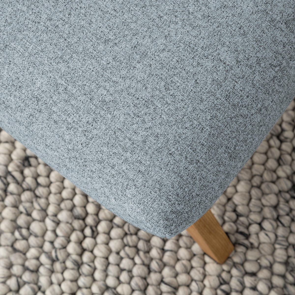 POLSTERHOCKER - Eichefarben/Blaugrau, Eichenholz/Textil (54/41/41cm) - home24