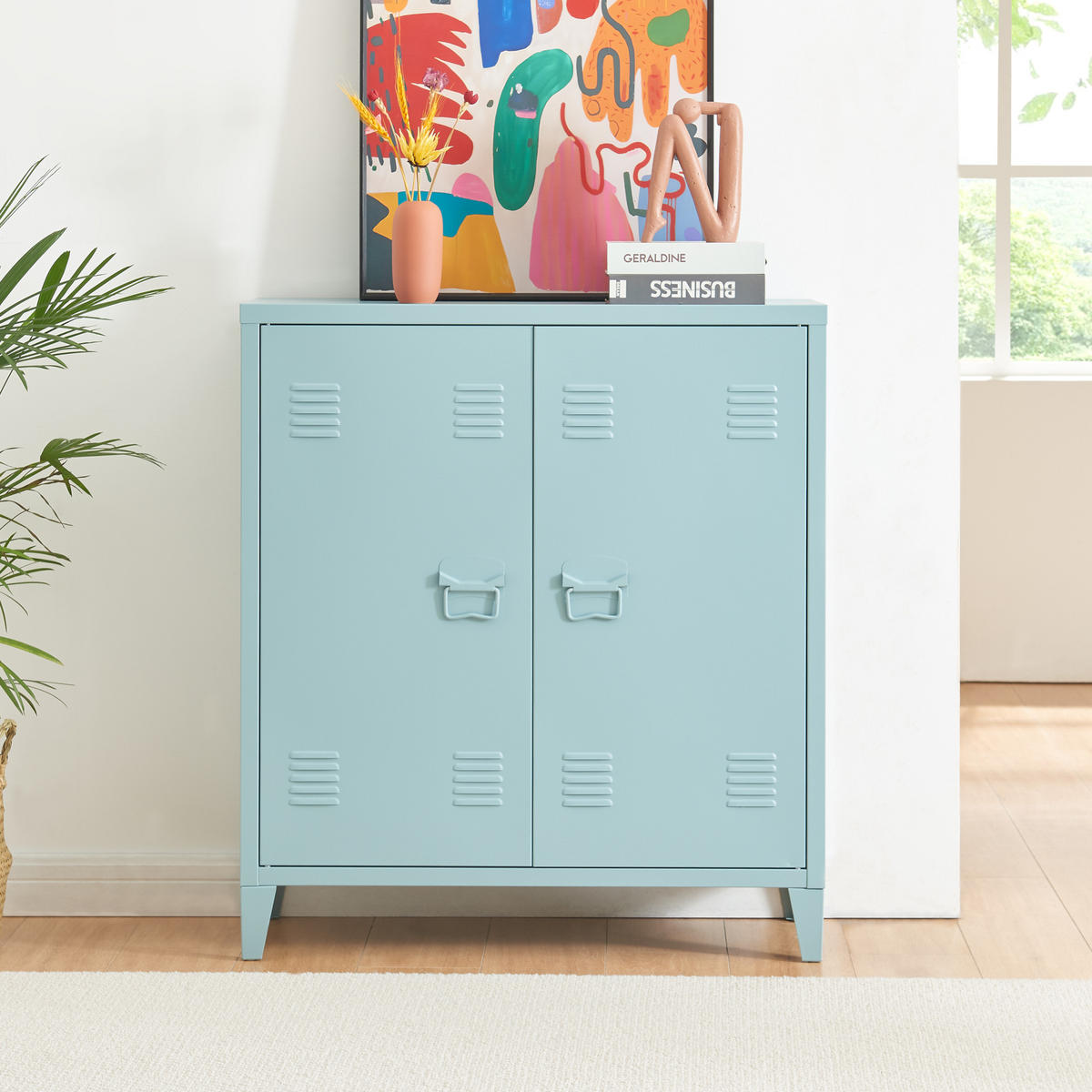 METALLSCHRANK Oripää - Blau, Metall (80/90/33cm) - [en.casa]