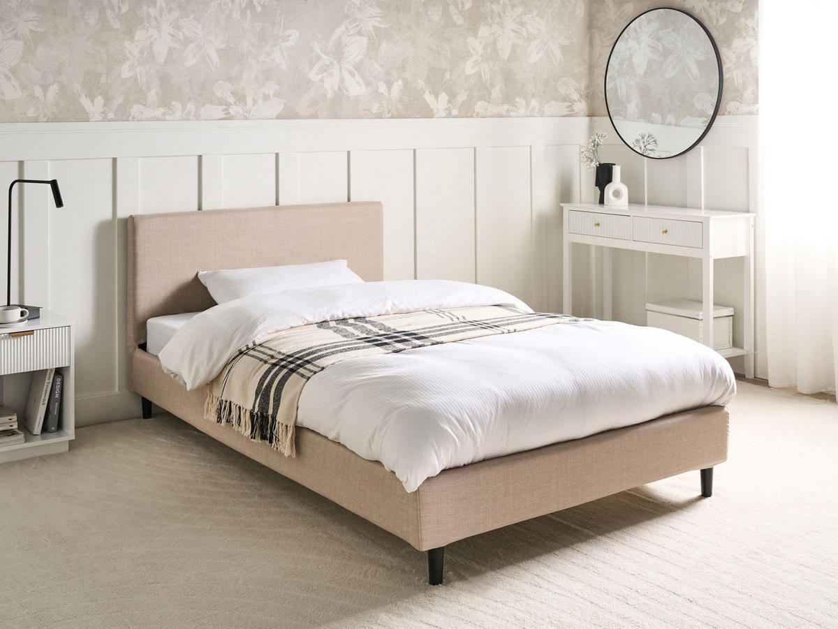 BETT mit Lattenrost 120/200 cm Beige Fitou - Beige/Braun, Textil (120/200cm) - Beliani