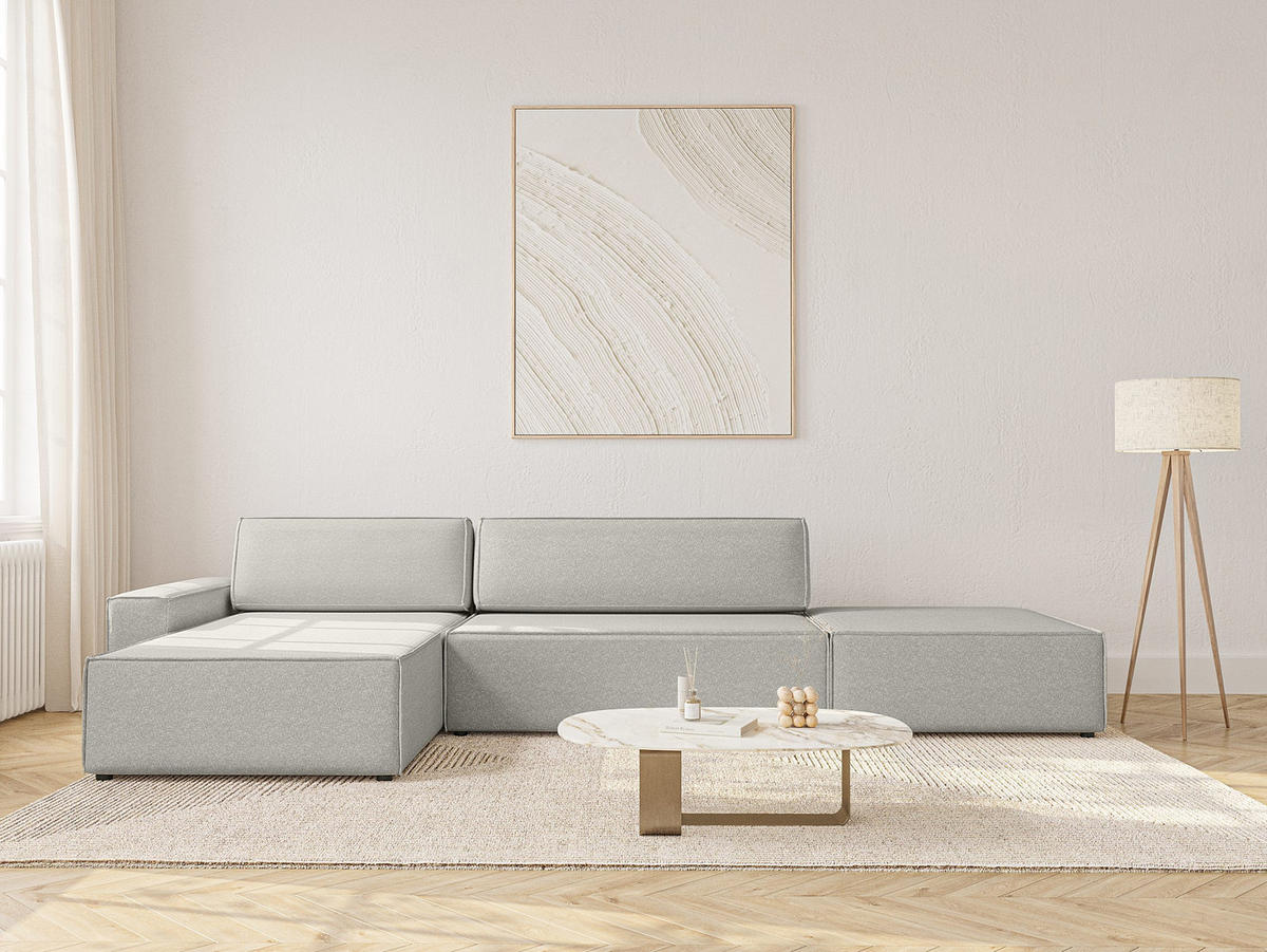 ECKSOFA Lummo La mit Schlaffunktion, Grau - Grau, Textil (363/185cm) - Fedve