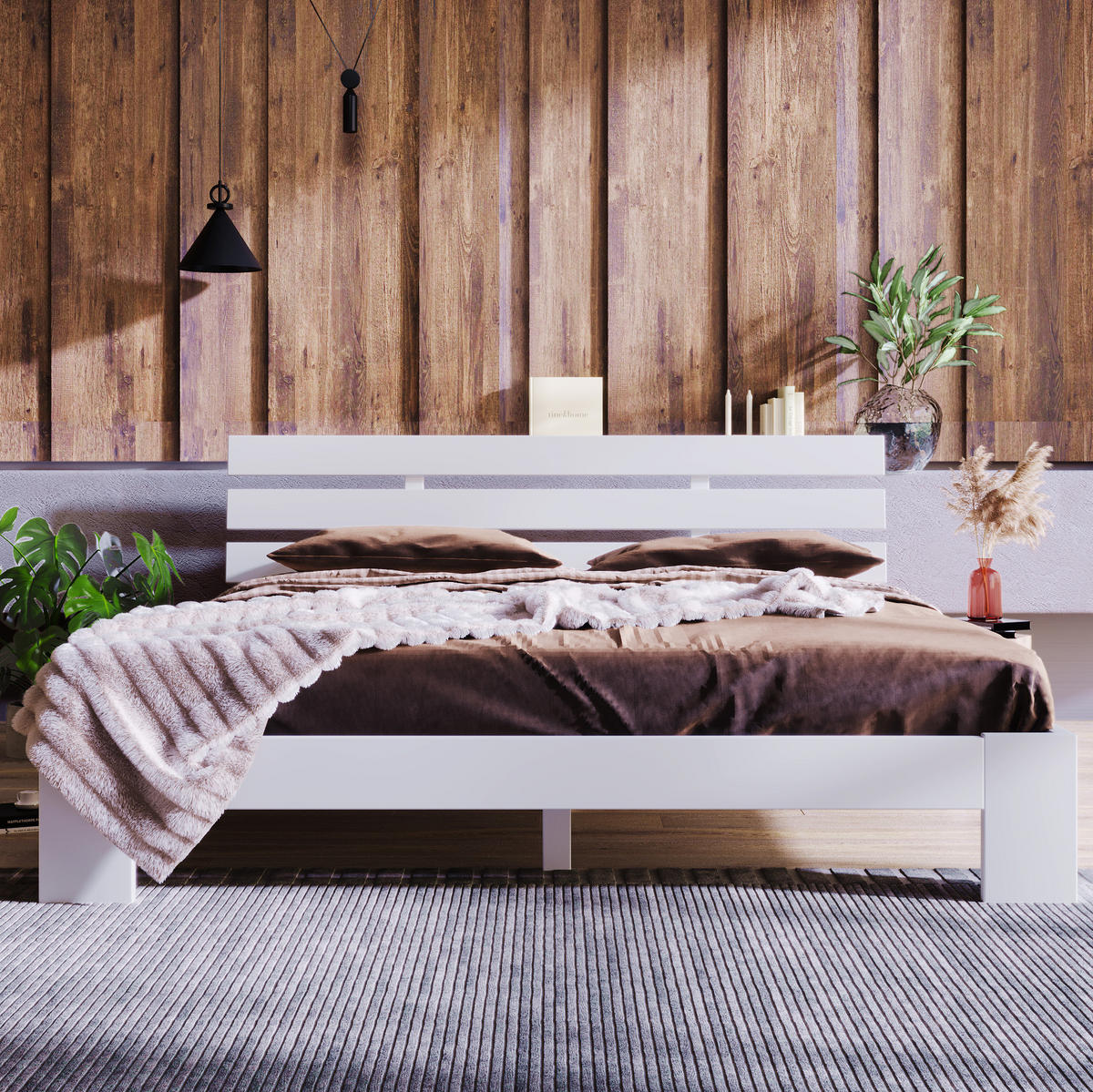 BETT 140/200 cm aus Massivholz mit Lattenrost, weiß - Weiß, Holz (140/200cm) - Redom