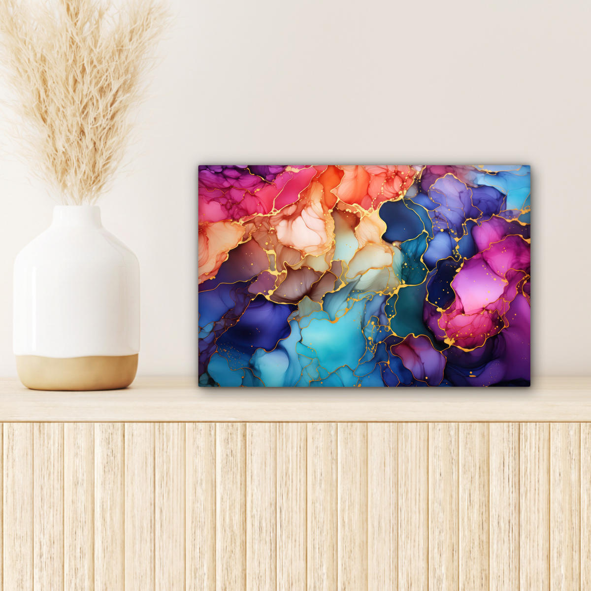 LEINWANDBILD Marmor - Bunt - Abstrakt 30x20 cm - Multicolor, Textil (30/20cm) - MuchoWow