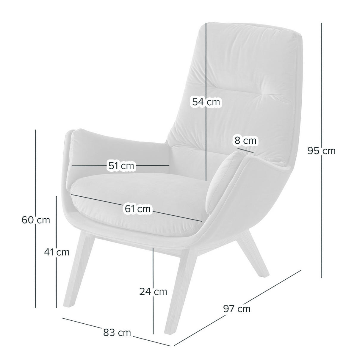 SESSEL mit Holzfüßen - Eichefarben/Gelb, Eichenholz/Textil (83/95/97cm) - home24