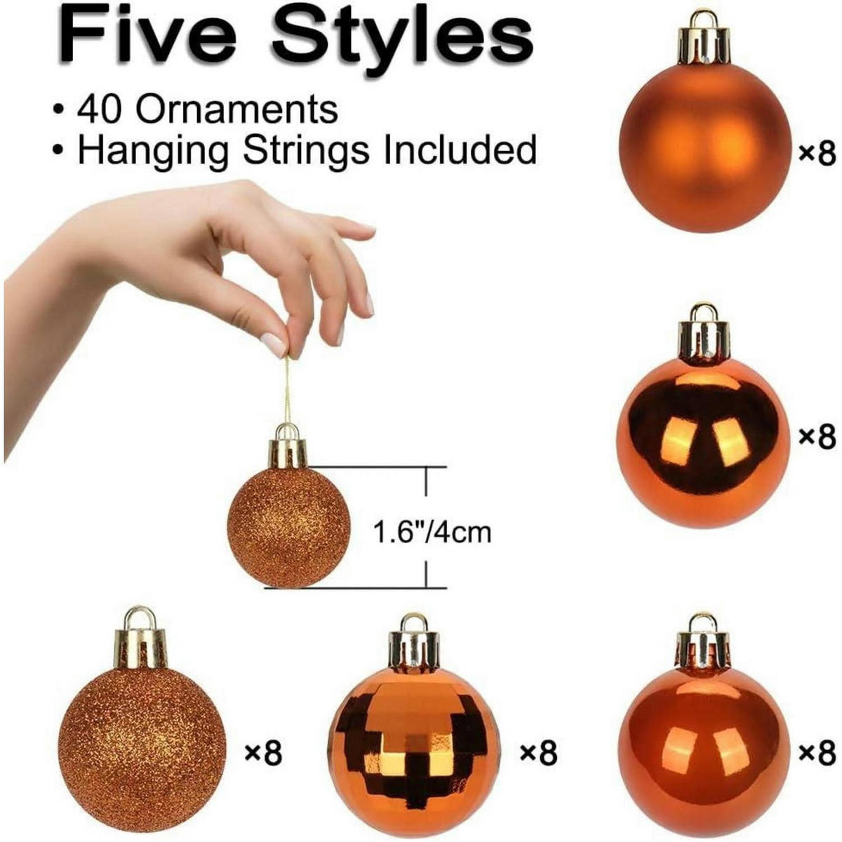 WEIHNACHTSKUGELN 40 Stück Bruchsicher Kunststoff Orange 4 cm - Bronzefarben, Kunststoff (4/4/4cm)