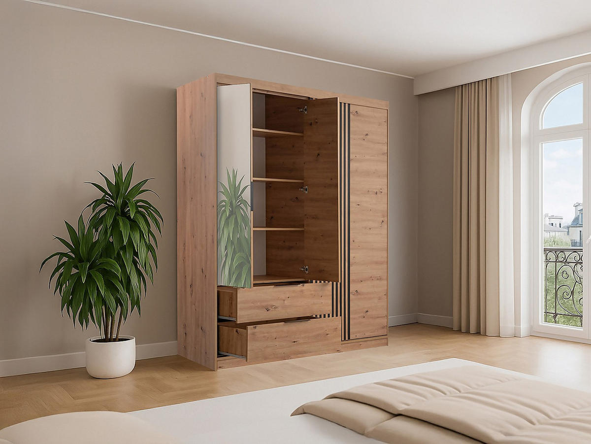 KLEIDERSCHRANK - 203 cm x 60 cm - Holz, Platte - Naturfarben Hell SIDOVIA - Naturfarben, Holz (203/213/60cm) - Vente-Unique