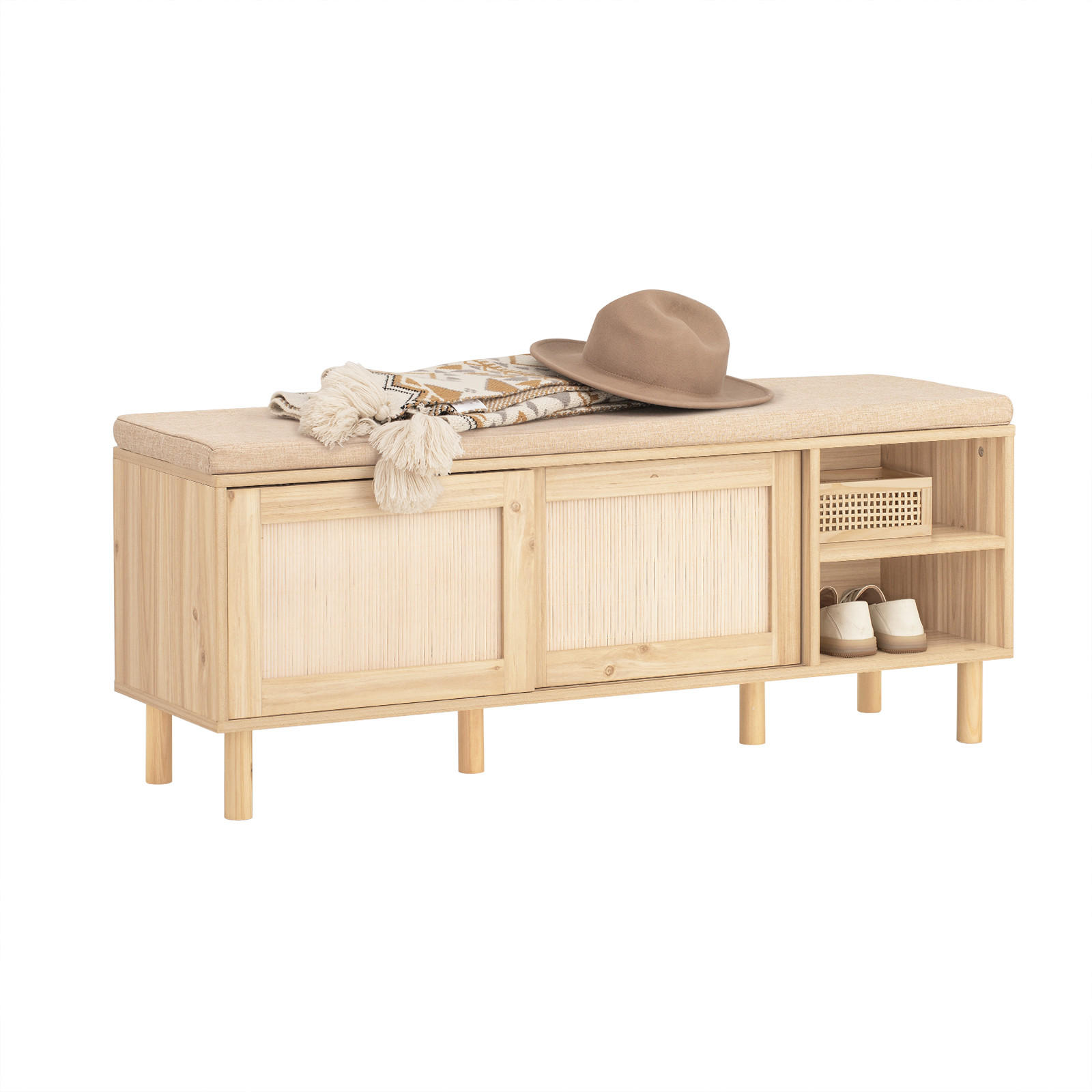 SCHUHBANK NATUR - Naturfarben, Naturmaterialien/Holzwerkstoff (121/49/35cm) - SoBuy