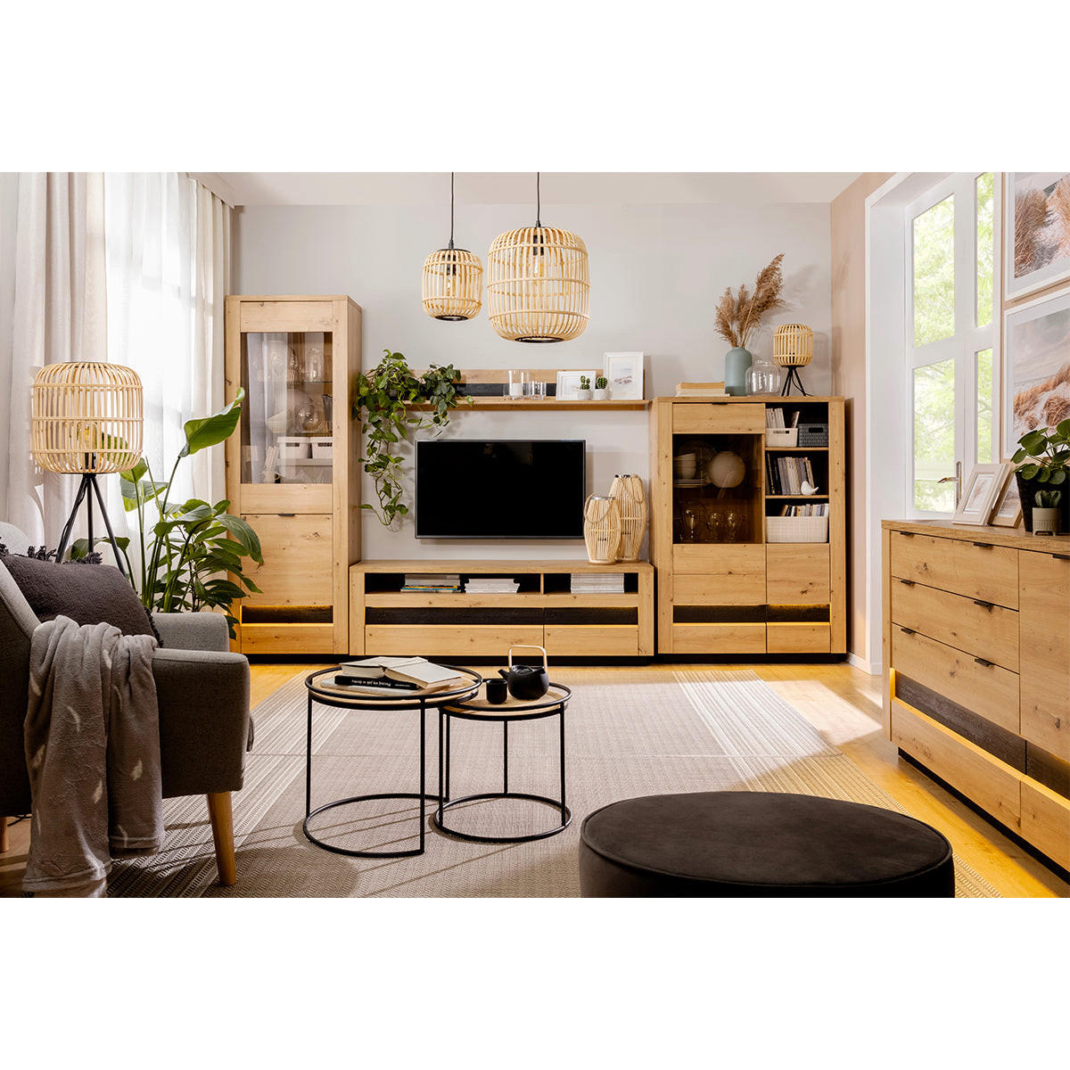 SIDEBOARD Glenn Dřevo a černá - hnědá, kompozitní dřevo (161/85/42cm) - Petits-meubles