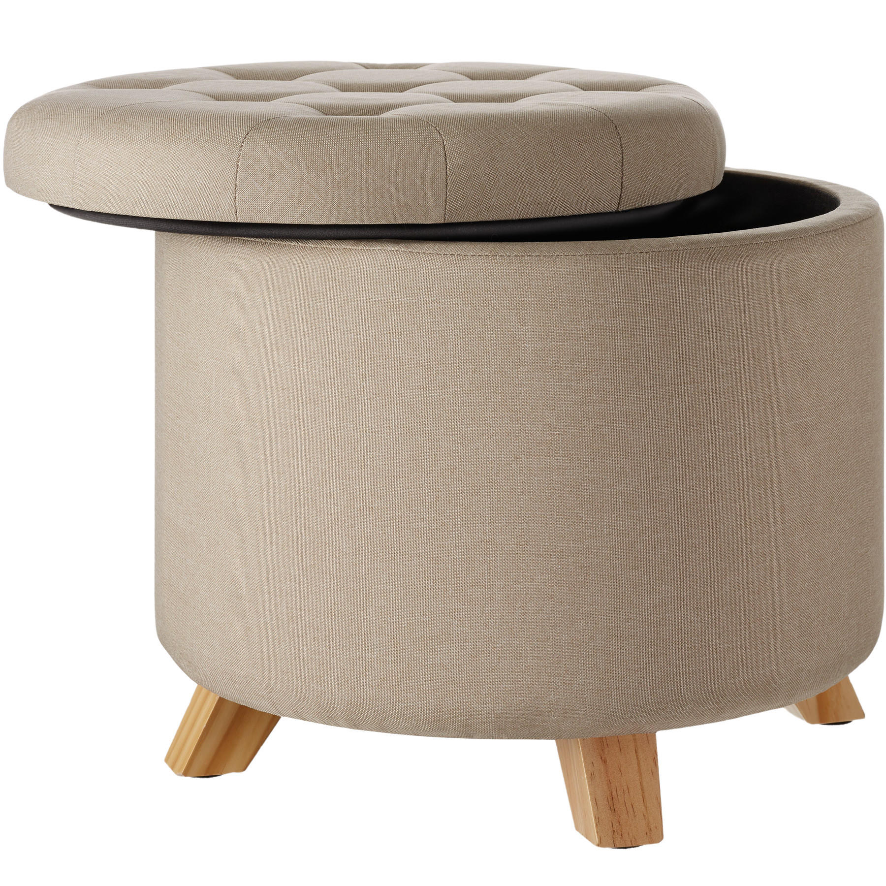 SITZHOCKER mit Stauraum Suna,44,5 x 41,5 cm,Sand - Sandfarben, Holz (44.5/41.5/44.5cm) - tectake