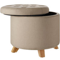 SITZHOCKER mit Stauraum Suna,44,5 x 41,5 cm,Sand - Sandfarben, Holz (44.5/41.5/44.5cm) - tectake