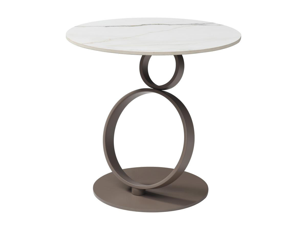 BEISTELLTISCH - Keramik & taupefarbenes Metall - Marmor-Optik Weiß - JOLINE - Braun, Keramik (55/55/53cm) - Vente-Unique