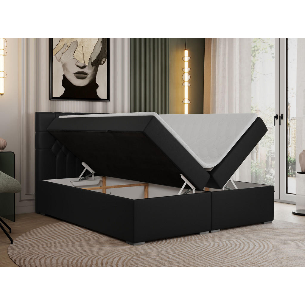 Thumbnail - MKS Boxbett, Schwarz, Textil, 2-Sitzer, H4, Rechteckig, 200x200 cm, Schlafzimmer, Betten, Boxspringbetten