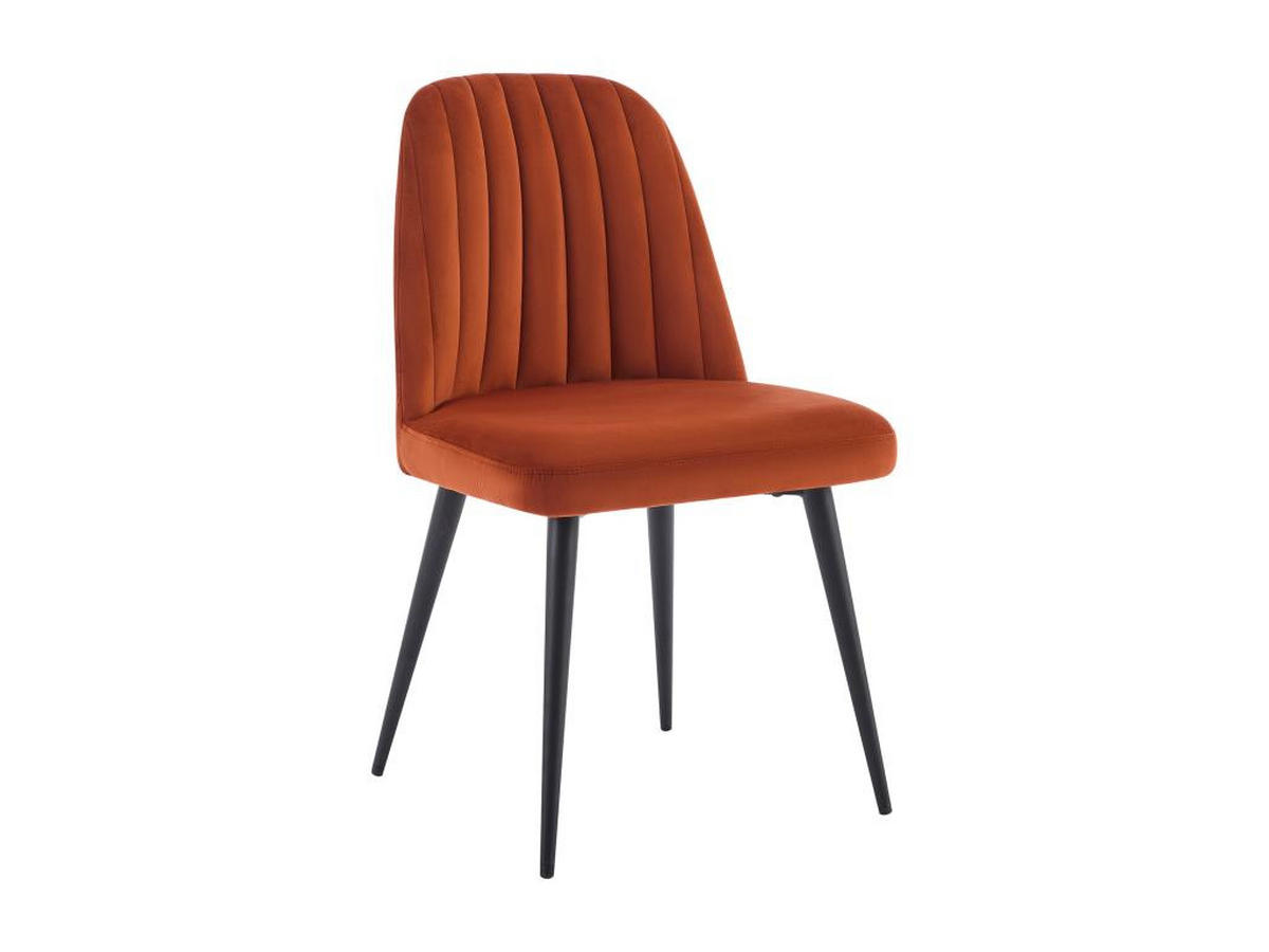 STUHL 2er-Set - Samt & schwarzes Metall - Terracotta - ELEANA - Braun, Textil (52/81/49cm) - Vente-Unique