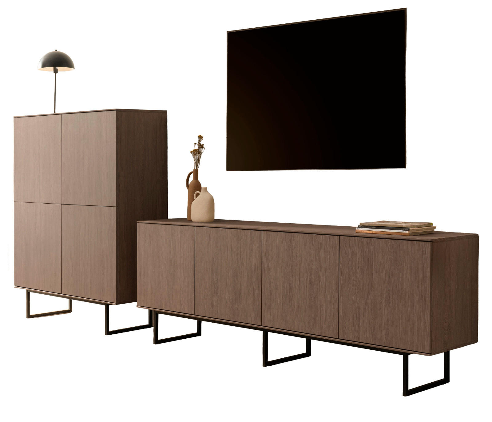Furn.Design Wohnwand Nussbaum 330x137x40 cm