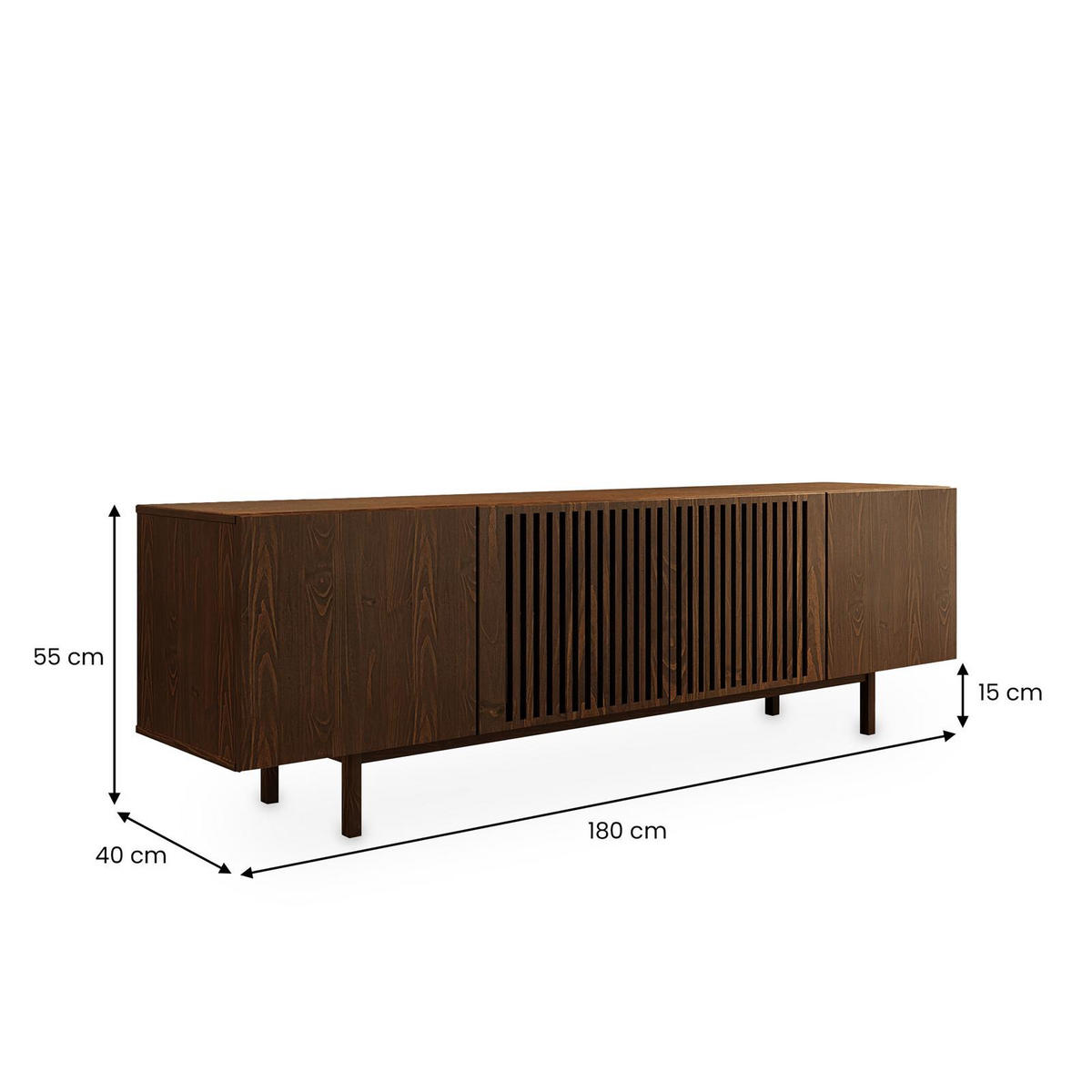 LOWBOARD LINN nussbaum - Nussbaumfarben, Holz (180/55/40cm) - IDIMEX