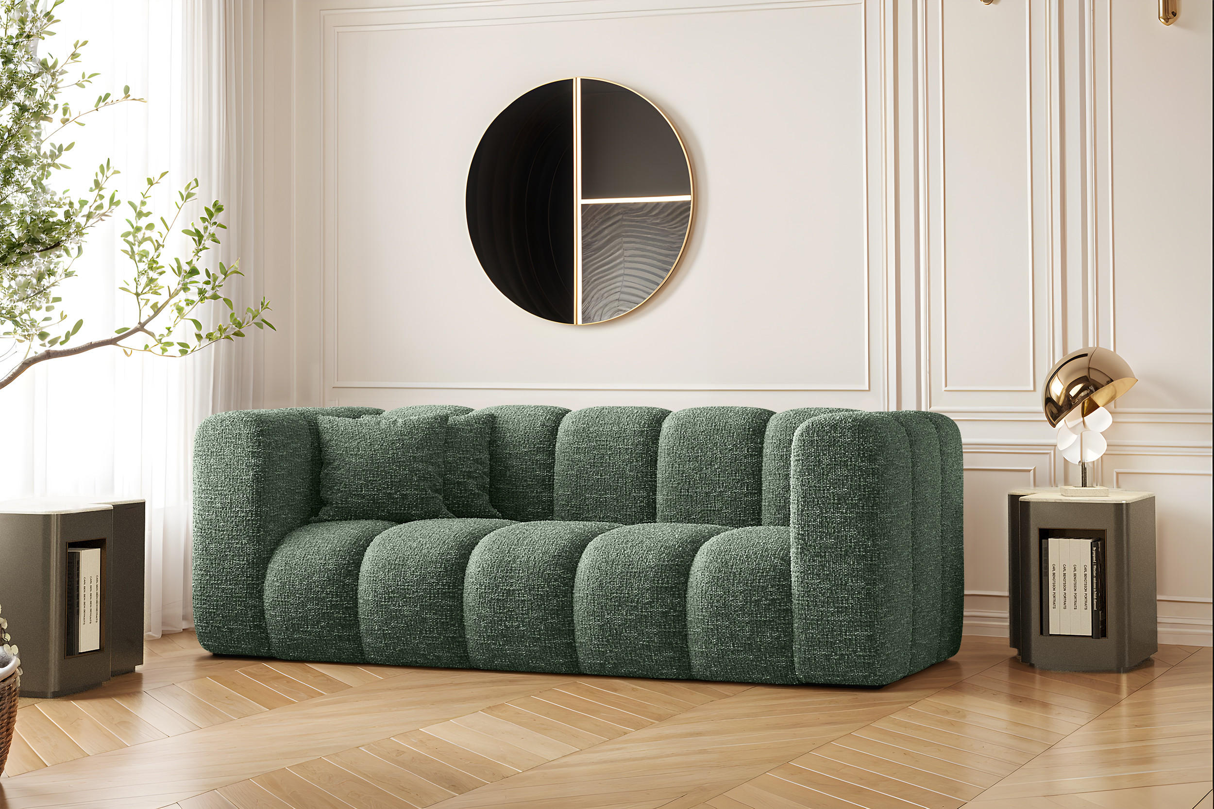 COUCH Sofa, Zweisitzer-Sofa Grand Modular Stoff Haga Grün - Grün, Holz (197/70/91cm) - Kaiser Möbel