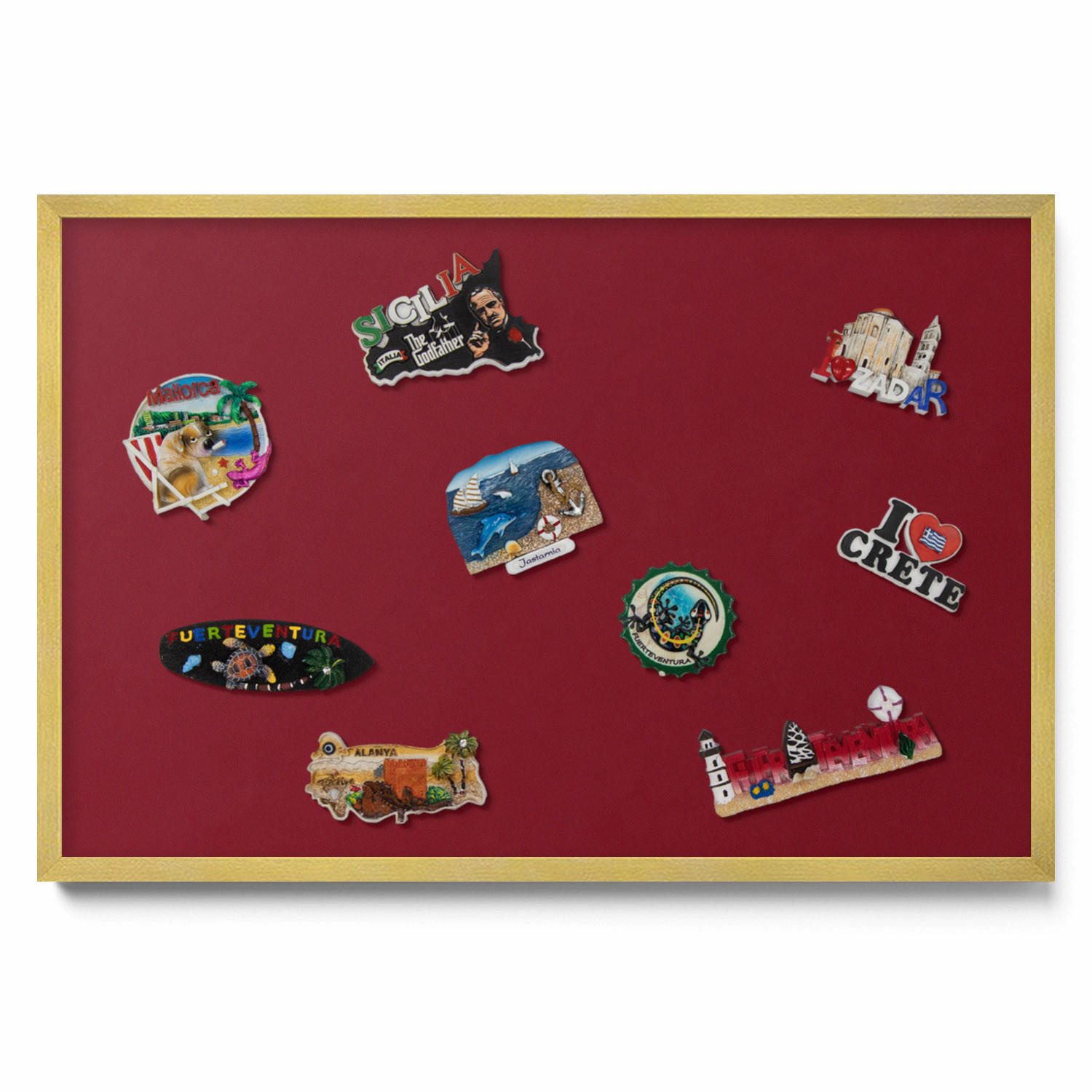 MAGNETTAFEL 60x40 cm Goldener Rahmen Burgunderrot - Bordeaux, Metall (60/50/0.4cm) - TULUP