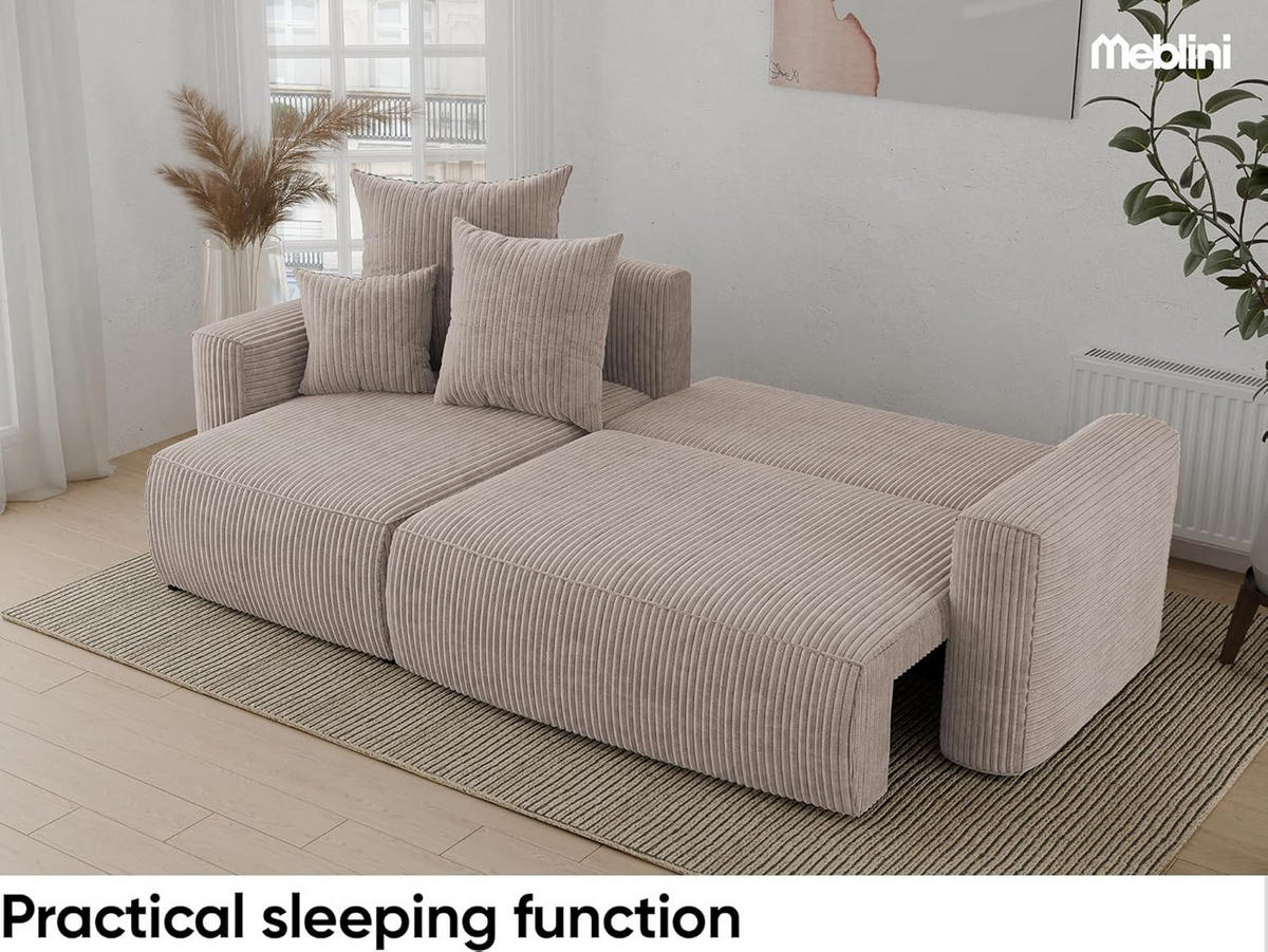ECKSOFA DAVE L - Beige/Schwarz, Holzwerkstoff (238/87cm) - Meblini
