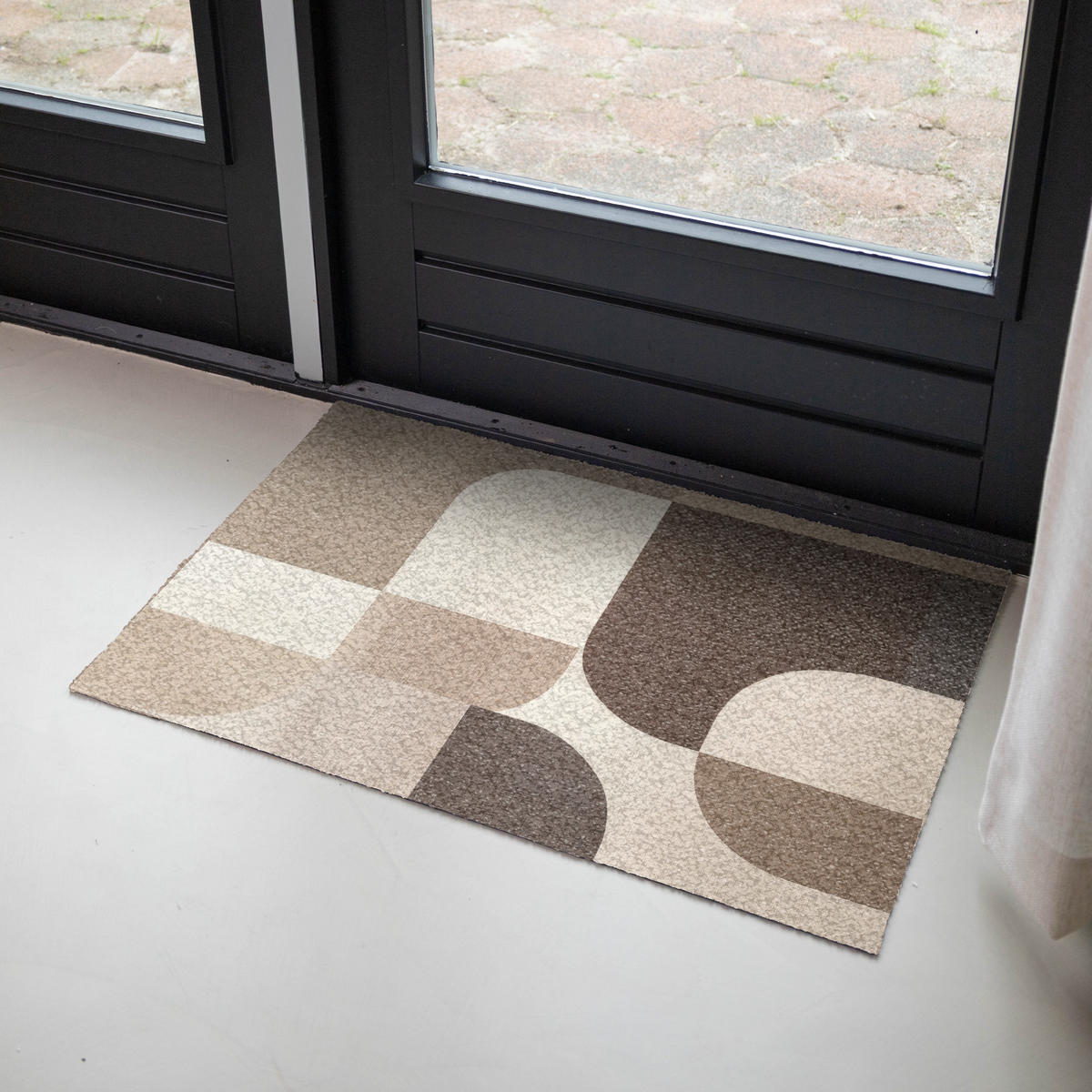 FUSSMATTE Geometrisch - Gewebte Struktur - Modern Fußabtreter 90x60 cm - Beige, Kunststoff (90/60cm) - MuchoWow