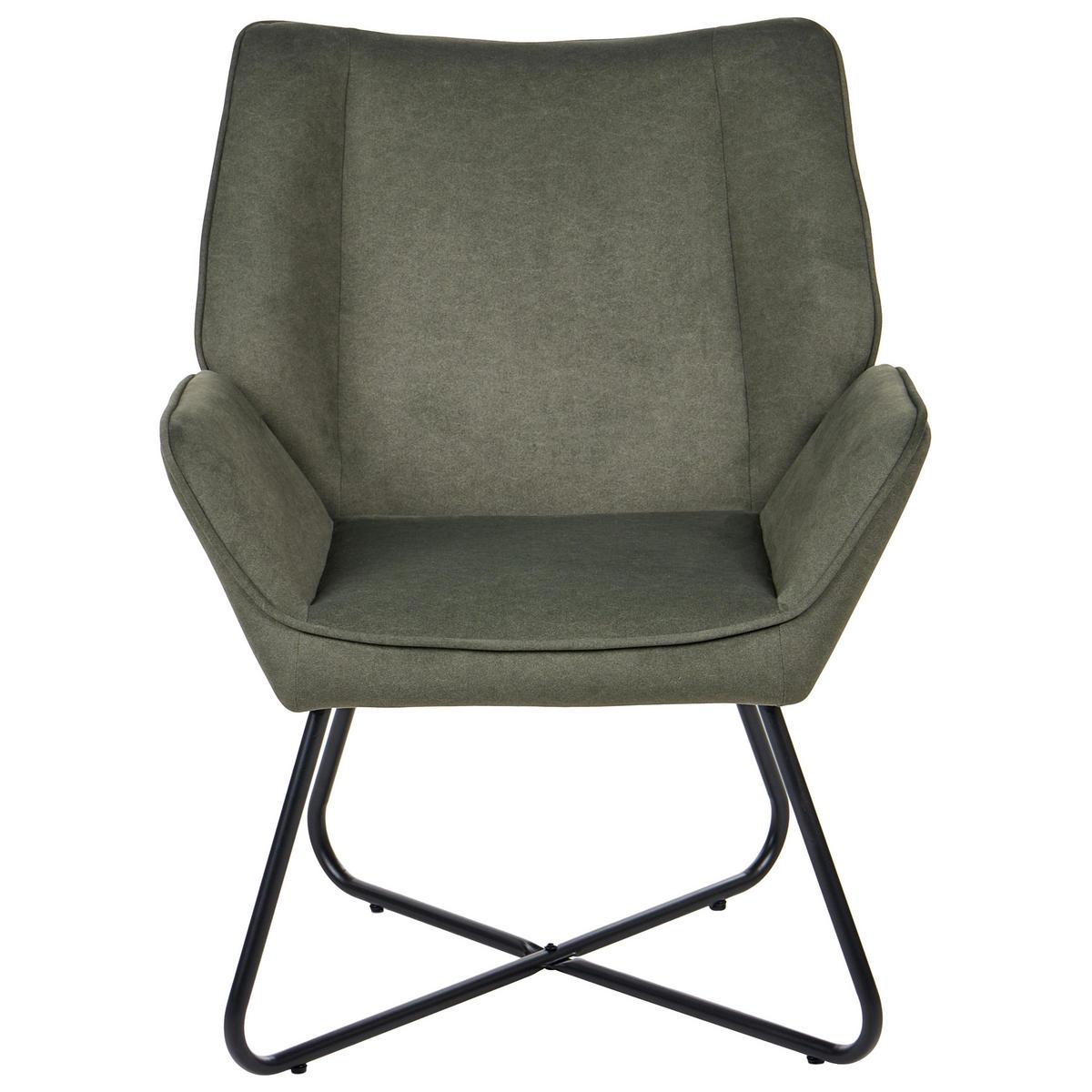 SESSEL Samtstoff Dunkelgrün Gressela - Schwarz/Grün, Textil (67/87/67cm) - Beliani