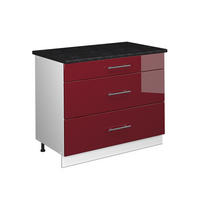 KÜCHENUNTERSCHRANK Fame-Line, Bordeaux Hochglanz/Weiß, 100 cm, AP Anthrazit - Bordeaux/Weiß, Holzwerkstoff (100/82/60cm) - Vicco