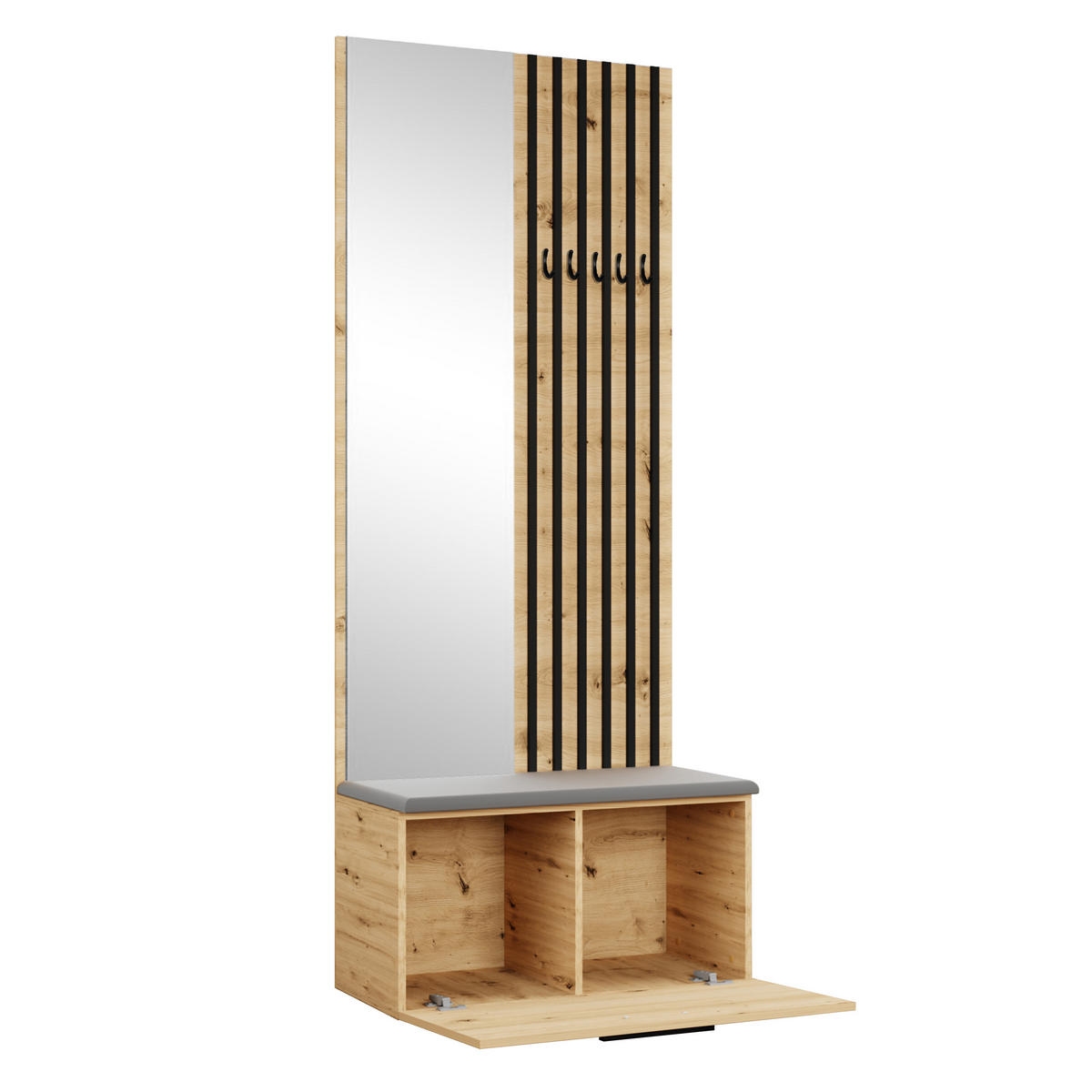 GARDEROBENSCHRANK MODULO 80,6/204/40 cm Modern Garderobe-Set Eiche Artisan - Schwarz/Eiche Artisan, Holzwerkstoff (80.6/204/40cm) - MASSENO