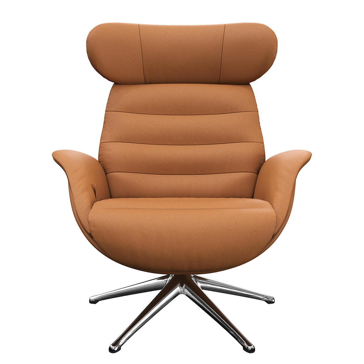 RELAXSESSEL - Chromfarben/Cognac, Leder/Metall (90/107/90cm) - home24