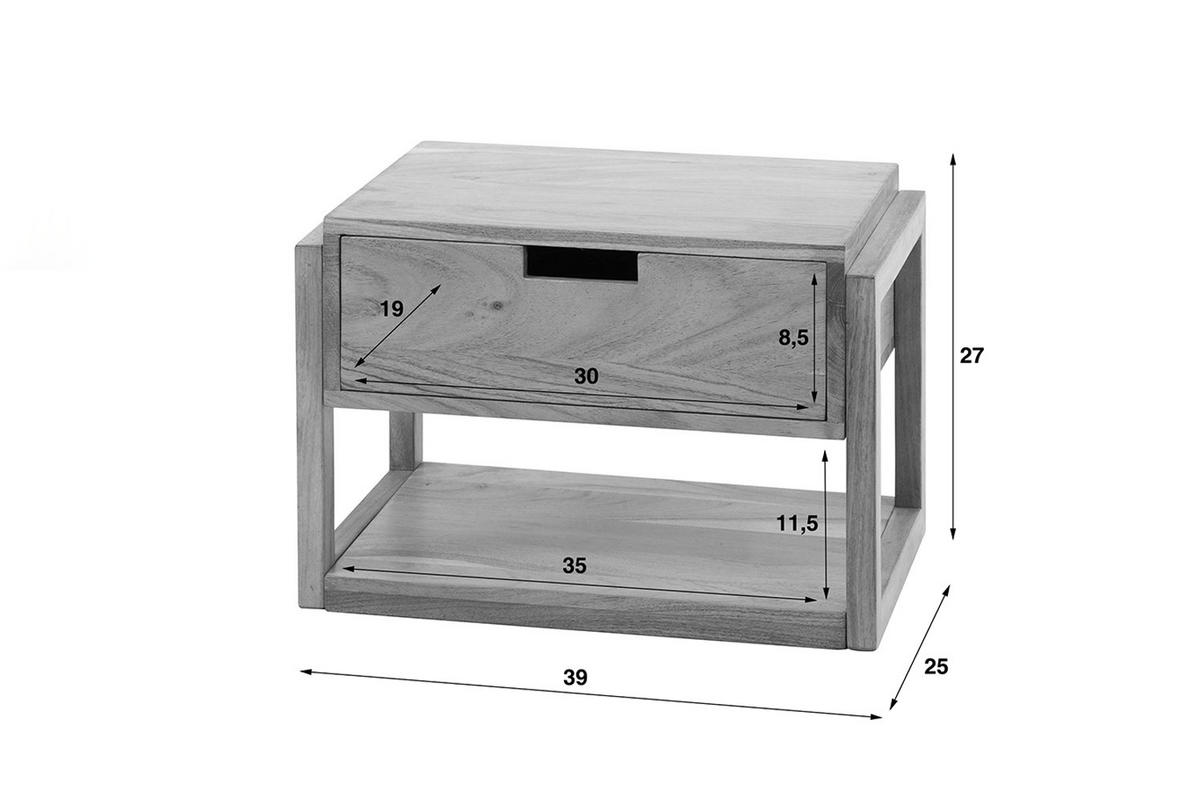 NACHTTISCH HOLYA Holz Akazie - Braun, Holz (39/27/25cm) - KAWOLA
