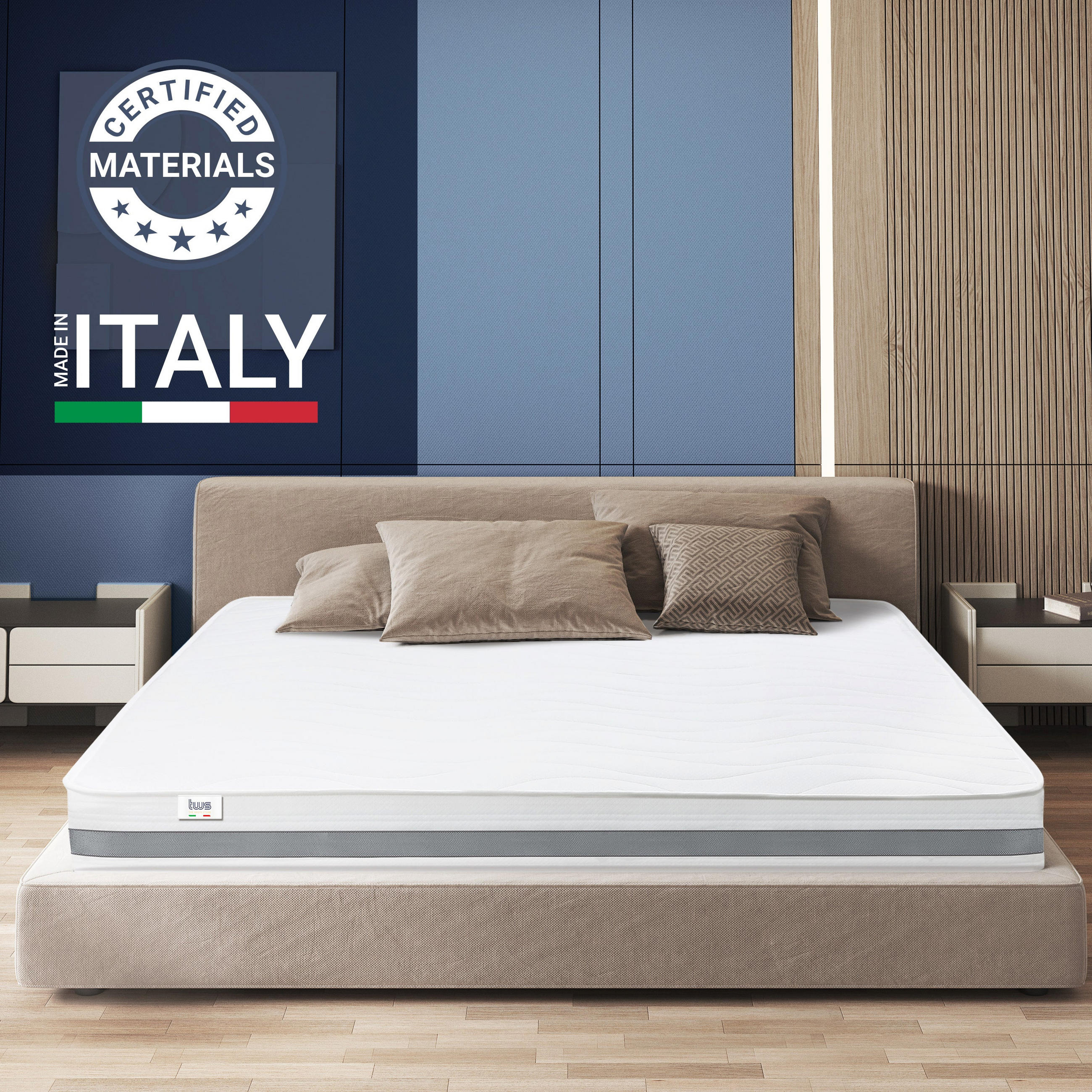 Thumbnail - The White Stone Matratze, Weiß, Textil, Füllung: Komfortschaum, 120x180 cm, Made in Italy, antibakteriell, Schlafzimmer,...