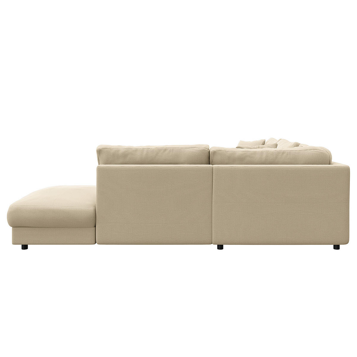 ECKSOFA mit Ottomane - Beige/Schwarz, Holz/Kunststoff (267/254cm) - home24