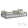 BODENBETT 90x200 Grau Lattenrost + Matratze Kind - Grau, Holz (90/200cm) - Homestyle4u