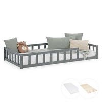BODENBETT 90x200 Grau Lattenrost + Matratze Kind - Grau, Holz (90/200cm) - Homestyle4u