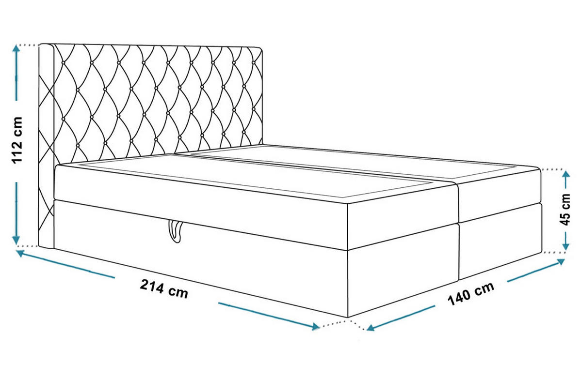 BOXBETT BOSTON mit 2 Bettkästen, 140x200, Farbe: Sand, Velourstoff, Doppelbett mit Bonell-Matratze - Sahara, Holz/Kunststoff (140/200cm) - Alpi-Möbel