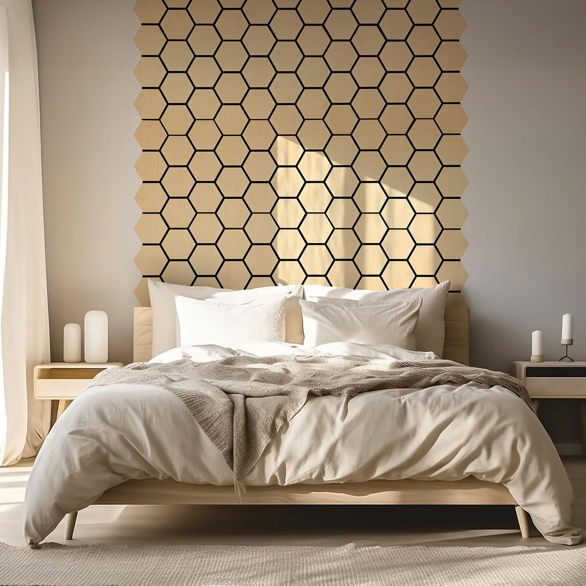 AKUSTIKPANEEL Hexagon Naturfarben 8 Stück - Naturfarben, Holz (62/76/2cm) - Homestyle4u