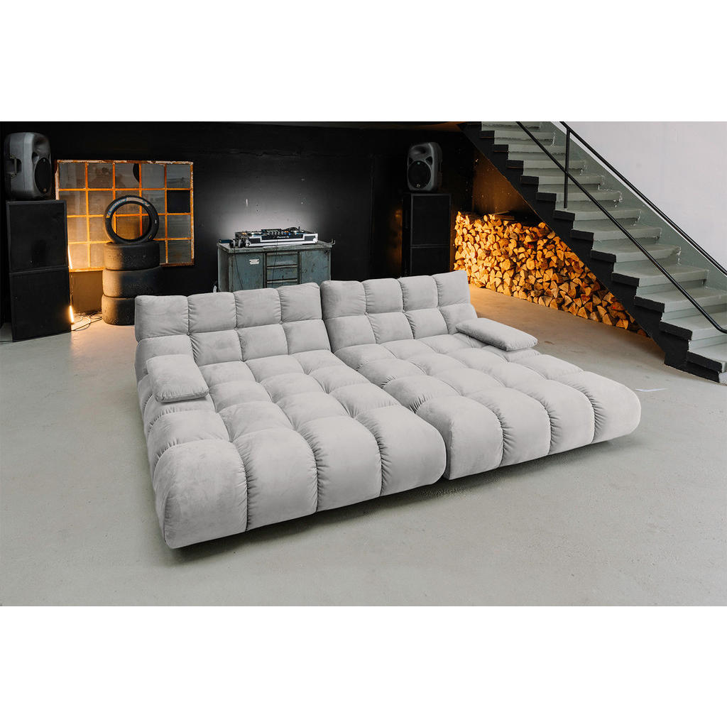 Thumbnail - Kawola Big, Silber, Textil, Echtholz, 3-Sitzer, Füllung: Kaltschaum, 296x85x178 cm, Wohnzimmer, Sofas & Couches, Sofas, ...