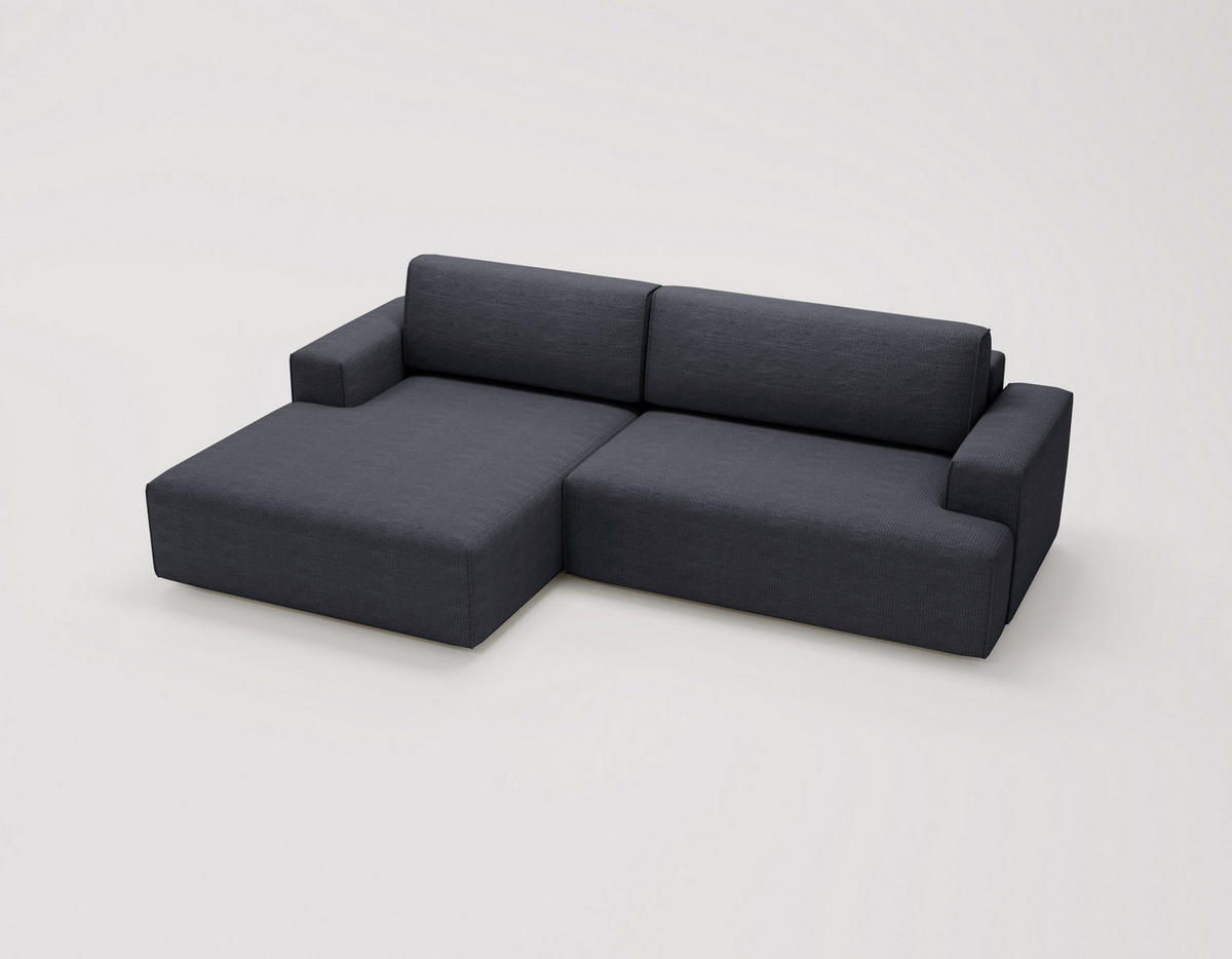 ECKSOFA L-Form 270 cm Boston mit Bettkasten, Schlaffunktion, Links, Schwarz - Schwarz, Holz (165/270cm) - Emporius