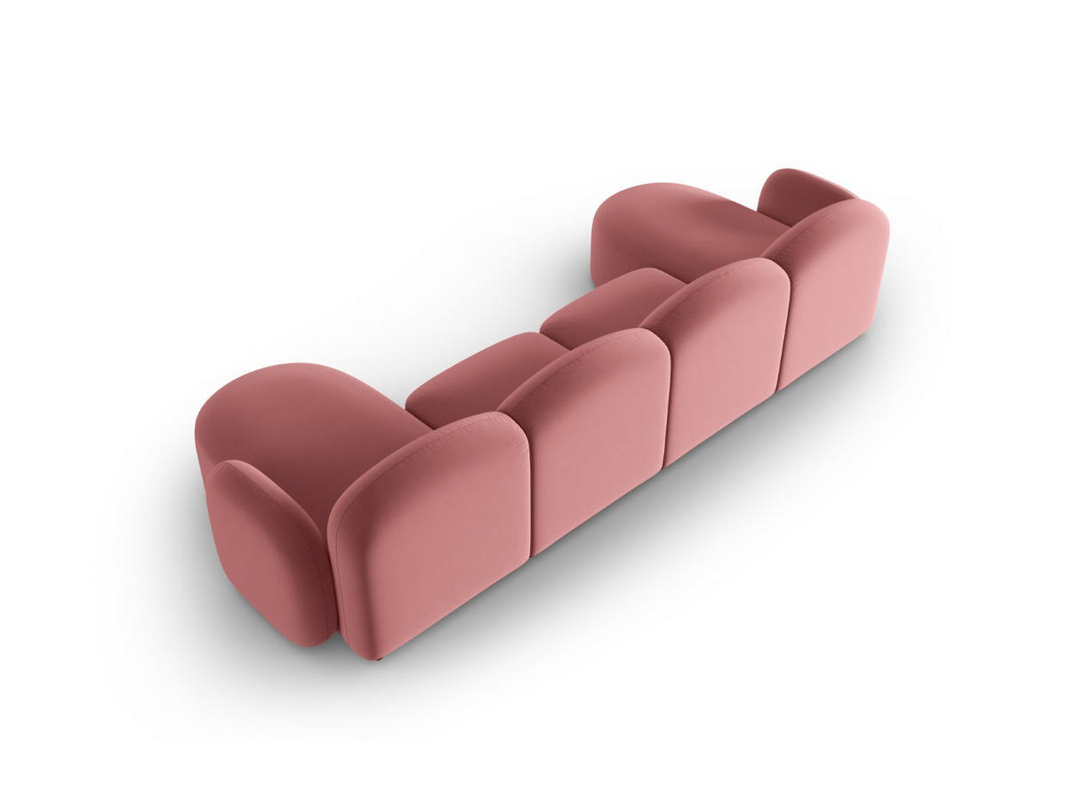 PANORAMASOFA Blair aus Samt lachs 6 Sitzplätze - Pink, Textil (155/80/350cm) - Micadoni