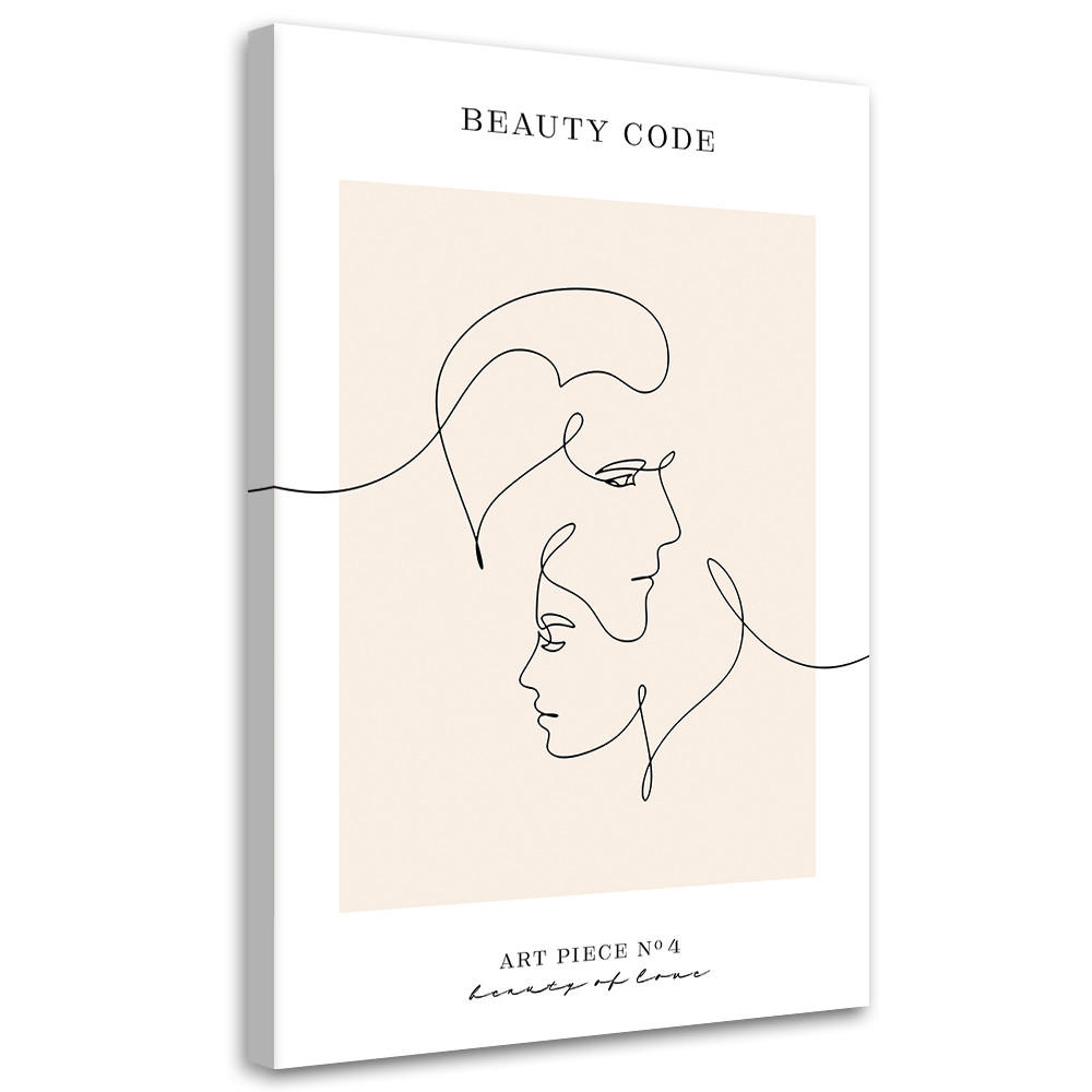 WANDBILD verliebtes paar line art - Beige, Textil (40/60cm) - Feeby