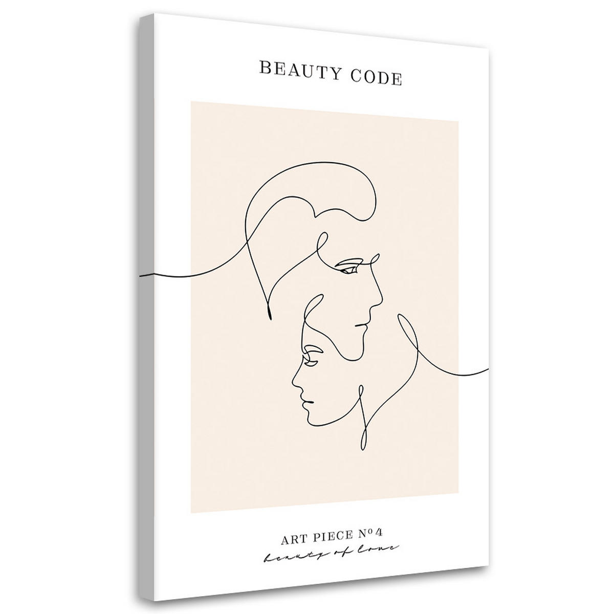 WANDBILD verliebtes paar line art - Beige, Textil (40/60cm) - Feeby