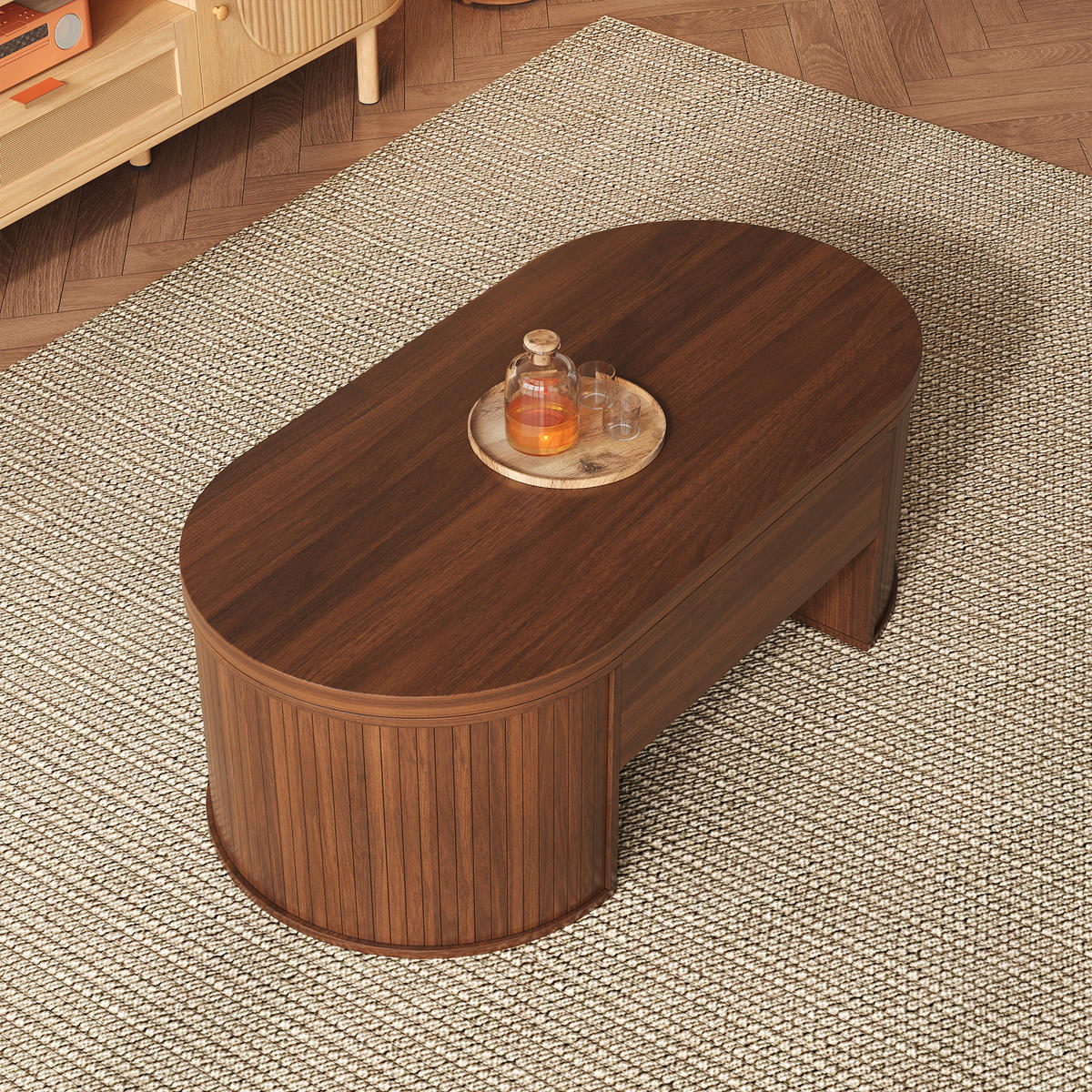 COUCHTISCH 110/55,5/40 cm Nussbaumfarben aus MDF mit höhenverstellbarer Tischplatte - Naturfarben, Holzwerkstoff (110/55.5/40cm) - OKWISH