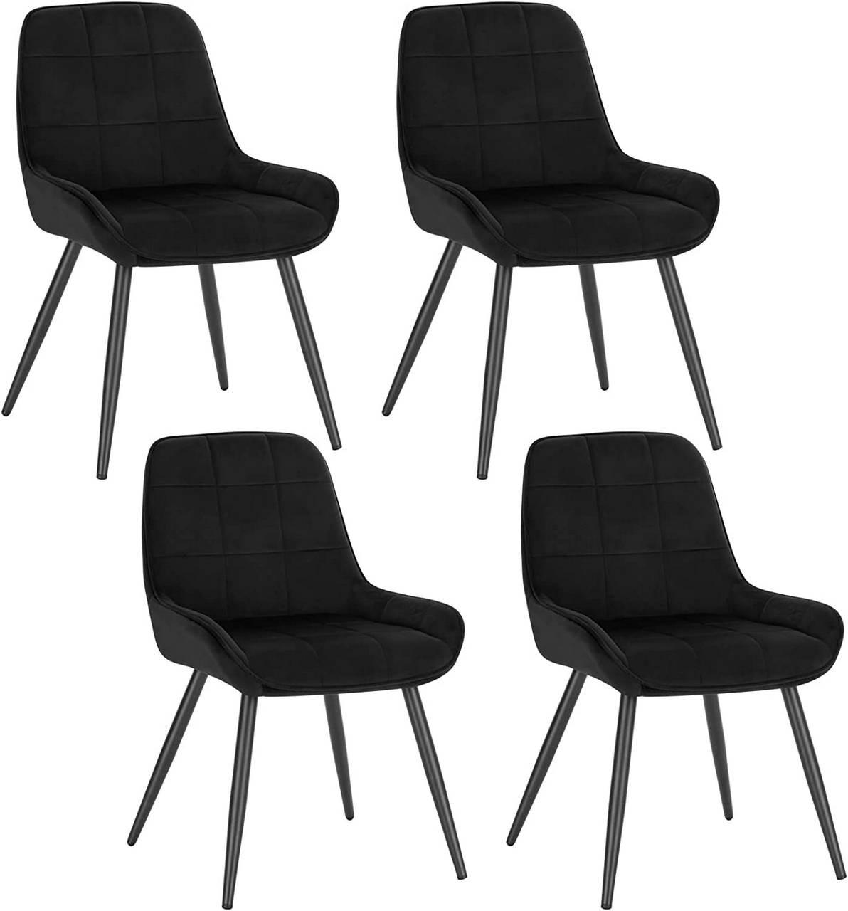 ESSZIMMERSTUHL 4er-Set, Polsterstuhl, Samt, Schwarz - Schwarz, Textil/Metall (52.5/81.5/62cm) - Woltu