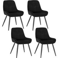 ESSZIMMERSTUHL 4er-Set, Polsterstuhl, Samt, Schwarz - Schwarz, Textil/Metall (52.5/81.5/62cm) - Woltu