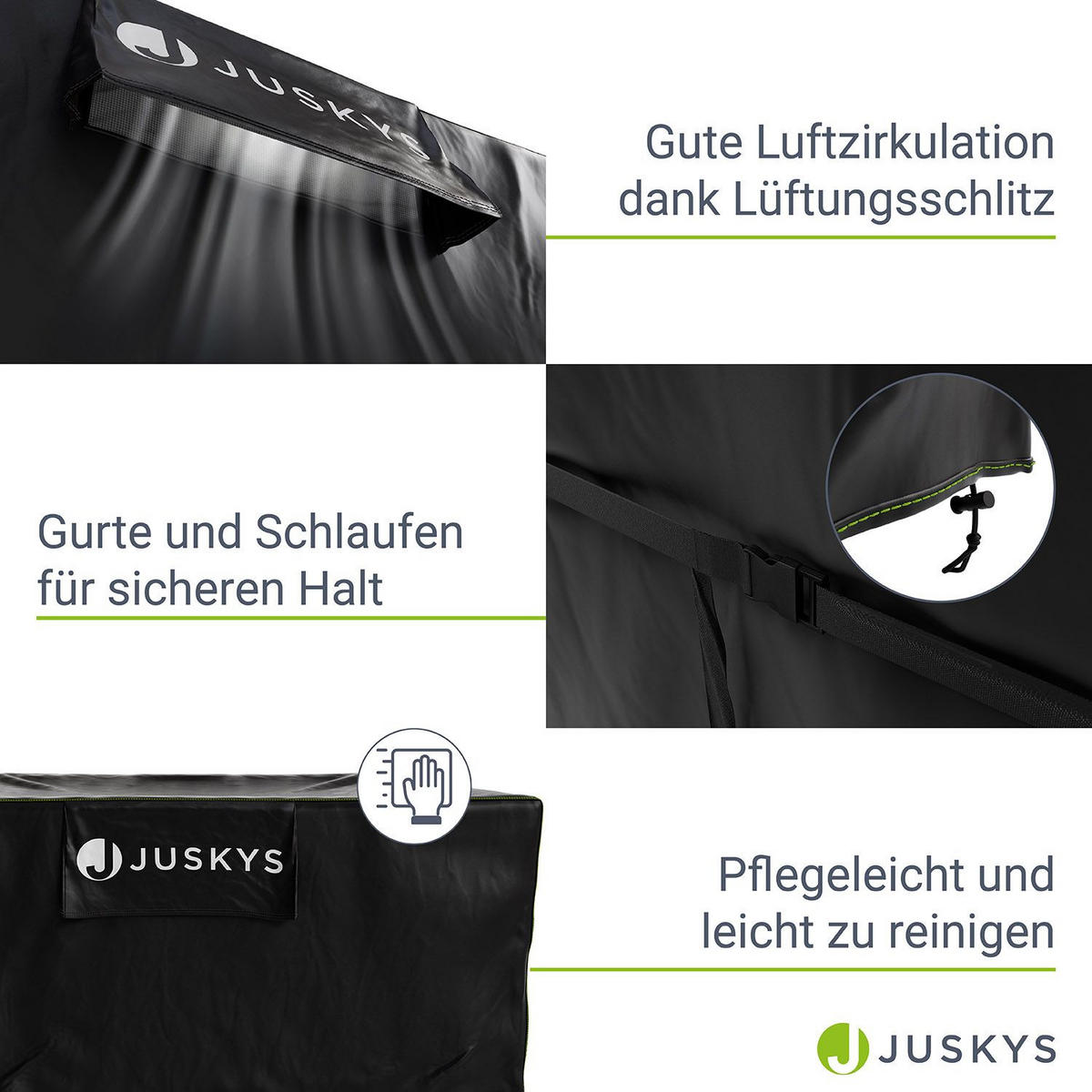 GARTENMÖBELABDECKUNG CoverSafe Pro schwarz - Schwarz, Kunststoff (190/80/240cm) - Juskys