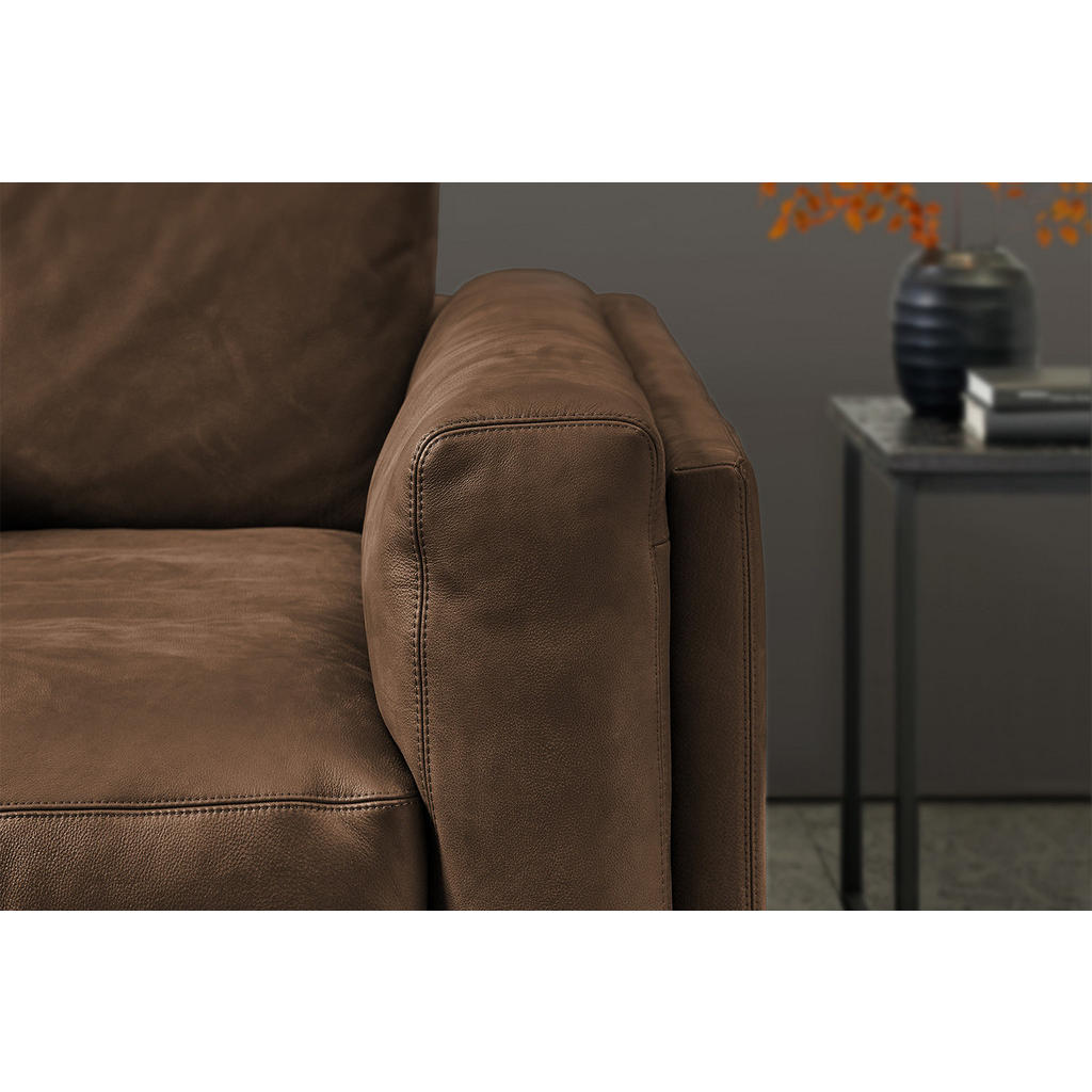 Thumbnail - Kawola Big, Braun, Schwarz, Leder, Echtholz, 3-Sitzer, Füllung: Komfortschaum, 254x85x150 cm, Wohnzimmer, Sofas & Couche...