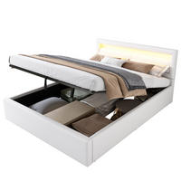 POLSTERBETT aus PU 140x200 cm in Weiß mit LED-Beleuchtung & Stauraum - Weiß, Leder (140/200cm) - Modfu