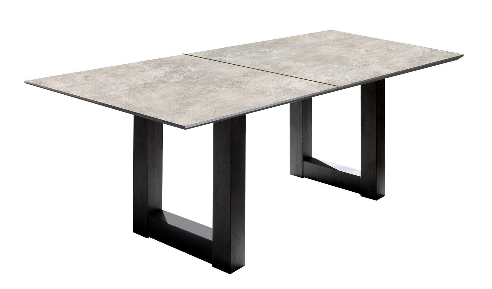 ESSTISCH ausziehbar Eila 9 160 x 90 x 75 Esszimmertisch Schwarzstahl/Keramik Hell - Hellgrau, Holz (160/90/75cm) - 58aufmkessel