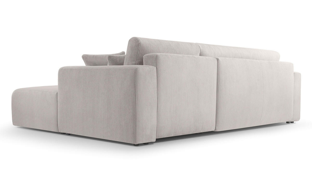 ECKSOFA L Form Catea Weiß 279/145/84 cm Rechts mit Schlaffunktion - Creme/Schwarz, Kunststoff/Textil (279/145cm) - AX Living